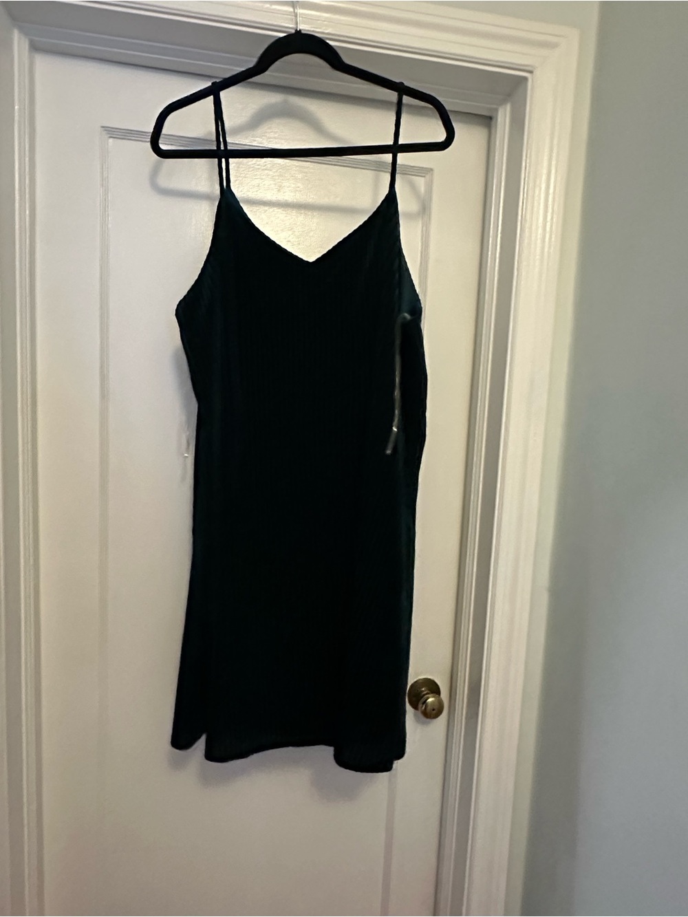 Dark Green Slip Dress with Spaghetti Straps
